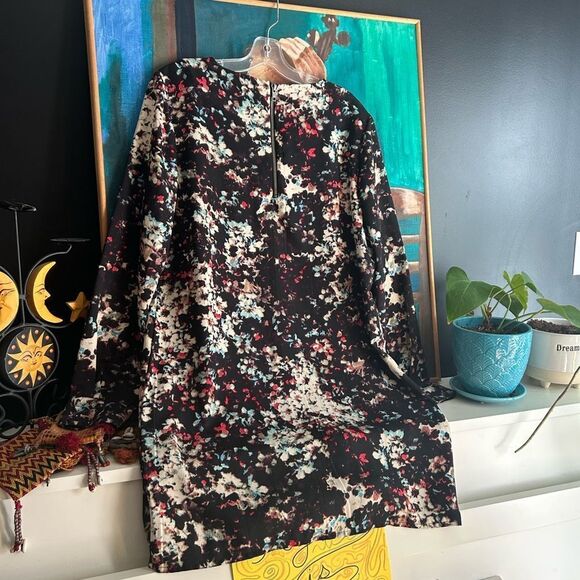 Walter Baker Black Floral Long Sleeve Dress L - Picture 8 of 16